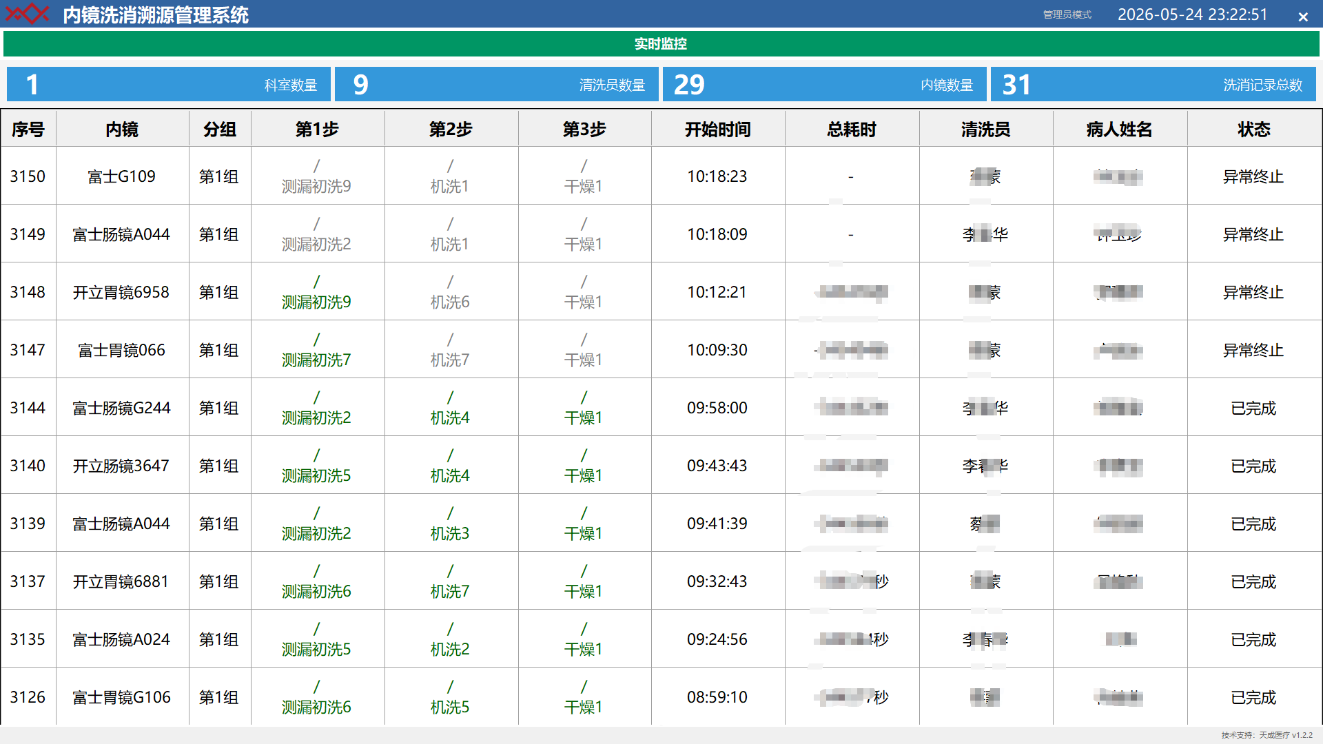 今日清洗记录 2